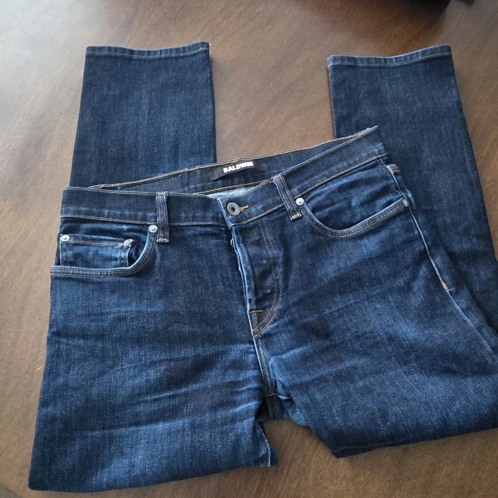 Baldwin The Henley Slim Leg Crop Men's Dark Blue Jeans 31 - Picture 11 of 14